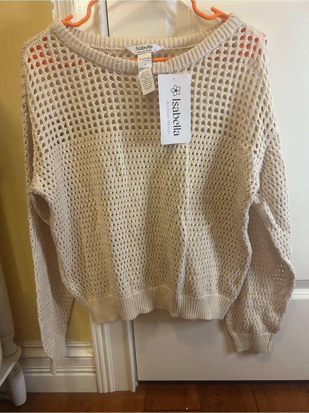 Abella Open-Weave Scoop Neck Sweater in Cream